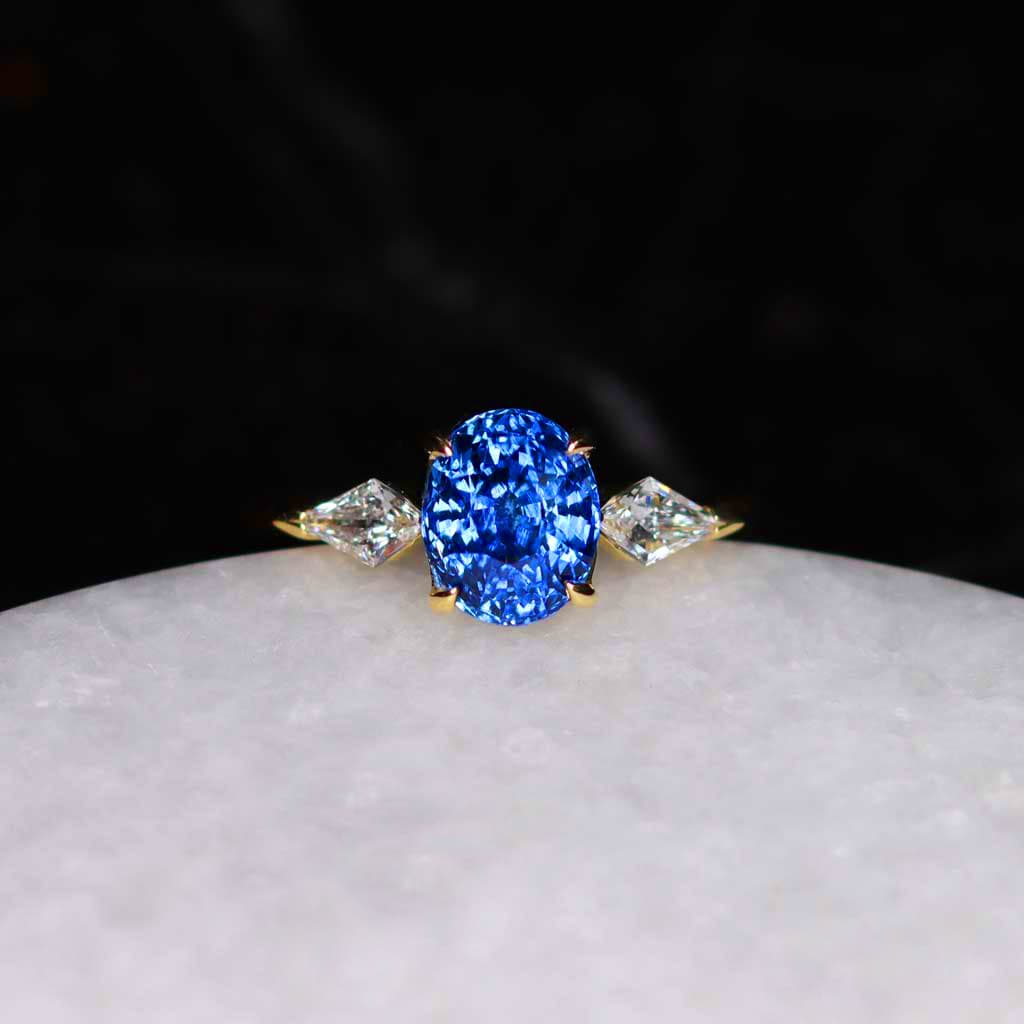 Ceylon Sapphire Trilogy Ring